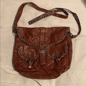 SOLD.     Brown faux leather crossbody purse